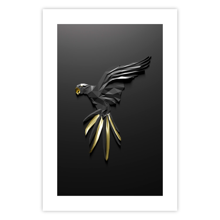Poster Black Parrot - abstract figure resembling a bird with golden details 132270 additionalImage 25