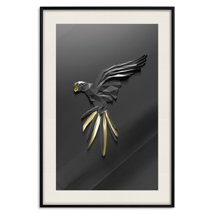 Poster Black Parrot - abstract figure resembling a bird with golden details 132270 additionalImage 19