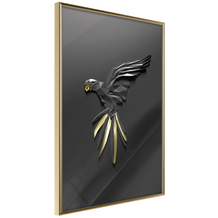 Poster Black Parrot - abstract figure resembling a bird with golden details 132270 additionalImage 12