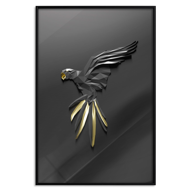 Poster Black Parrot - abstract figure resembling a bird with golden details 132270 additionalImage 18