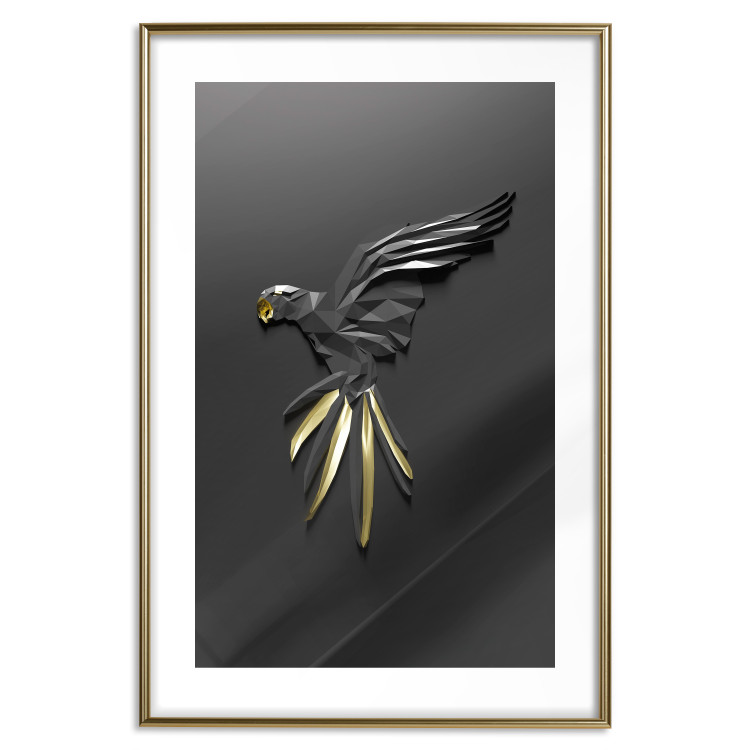 Poster Black Parrot - abstract figure resembling a bird with golden details 132270 additionalImage 14