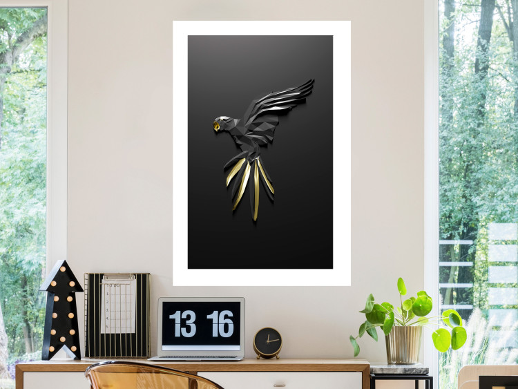 Poster Black Parrot - abstract figure resembling a bird with golden details 132270 additionalImage 3