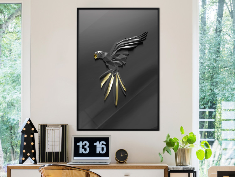 Poster Black Parrot - abstract figure resembling a bird with golden details 132270 additionalImage 4