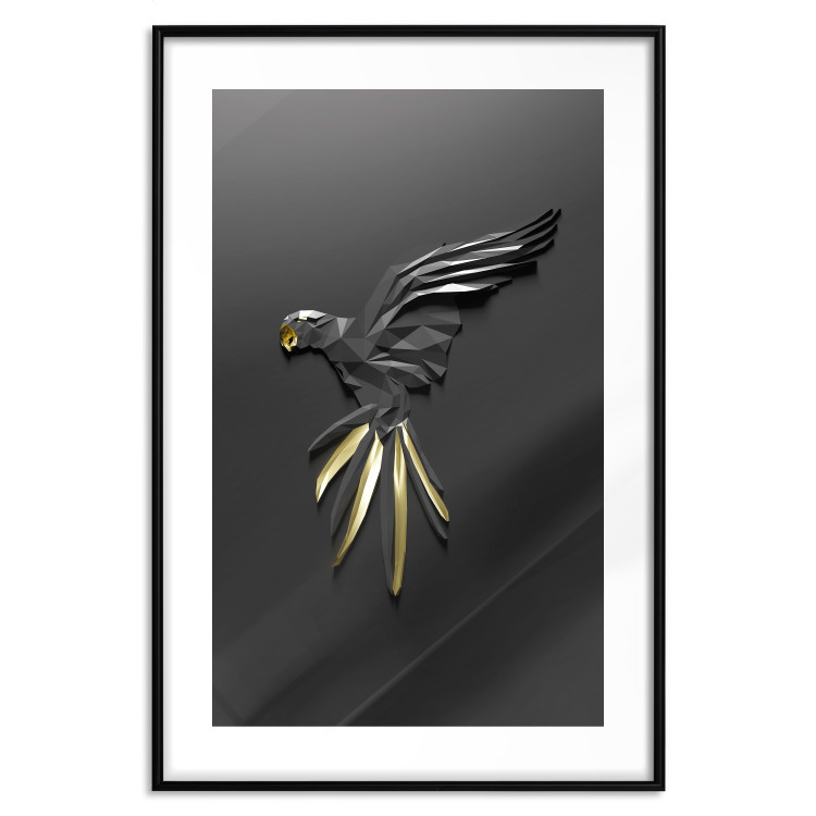 Poster Black Parrot - abstract figure resembling a bird with golden details 132270 additionalImage 17