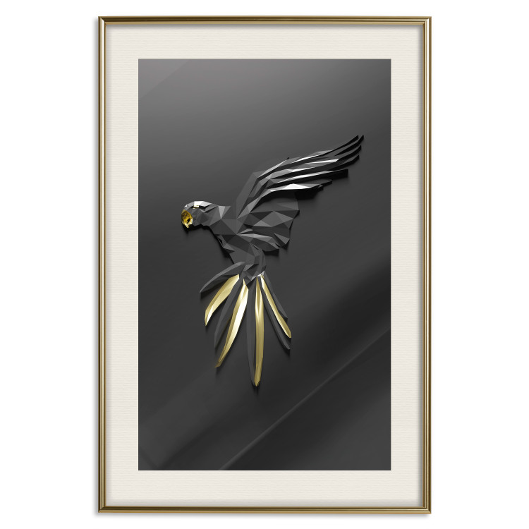 Poster Black Parrot - abstract figure resembling a bird with golden details 132270 additionalImage 20