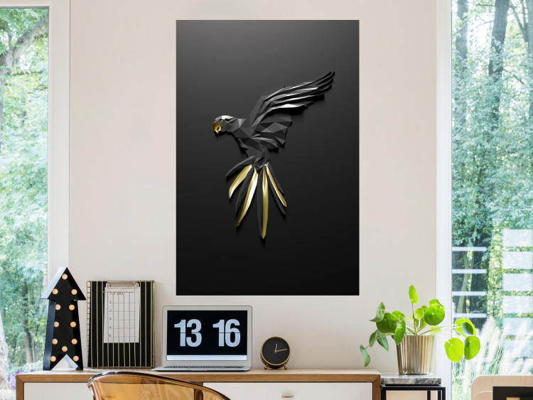 Poster Black Parrot - abstract figure resembling a bird with golden details 132270 additionalImage 2