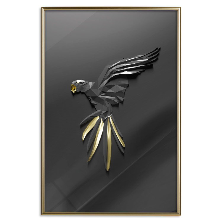 Poster Black Parrot - abstract figure resembling a bird with golden details 132270 additionalImage 17