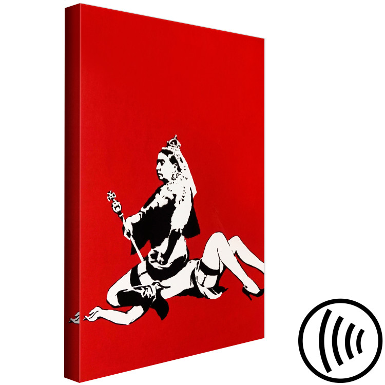 Canvas Print Banksy's Queen - street art style graphic on red background 132470 additionalImage 6