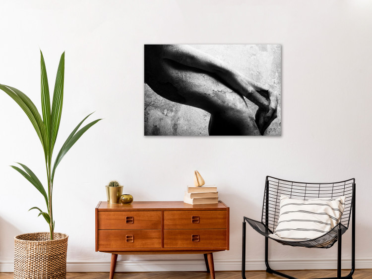 Canvas Print Female body - black-white composition with stone imitation in offset 134170 additionalImage 3