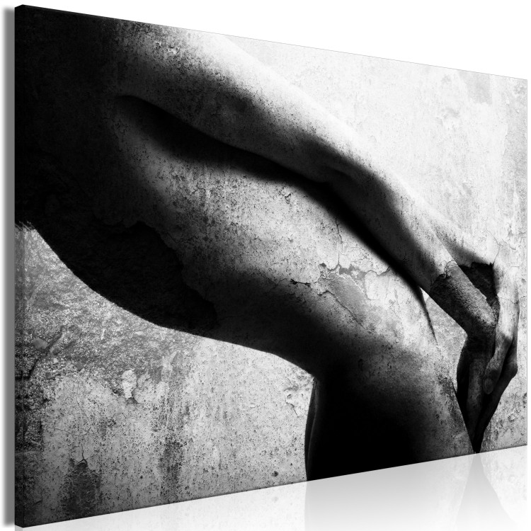 Canvas Print Female body - black-white composition with stone imitation in offset 134170 additionalImage 2