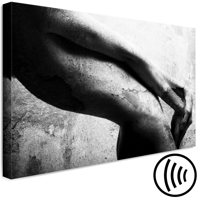 Canvas Print Female body - black-white composition with stone imitation in offset 134170 additionalImage 6