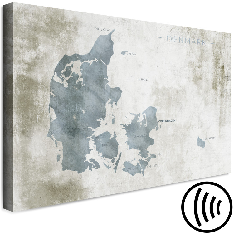 Canvas Blue Denmark - Contour Map of the Nordic State on a Gray Background 135170 additionalImage 6
