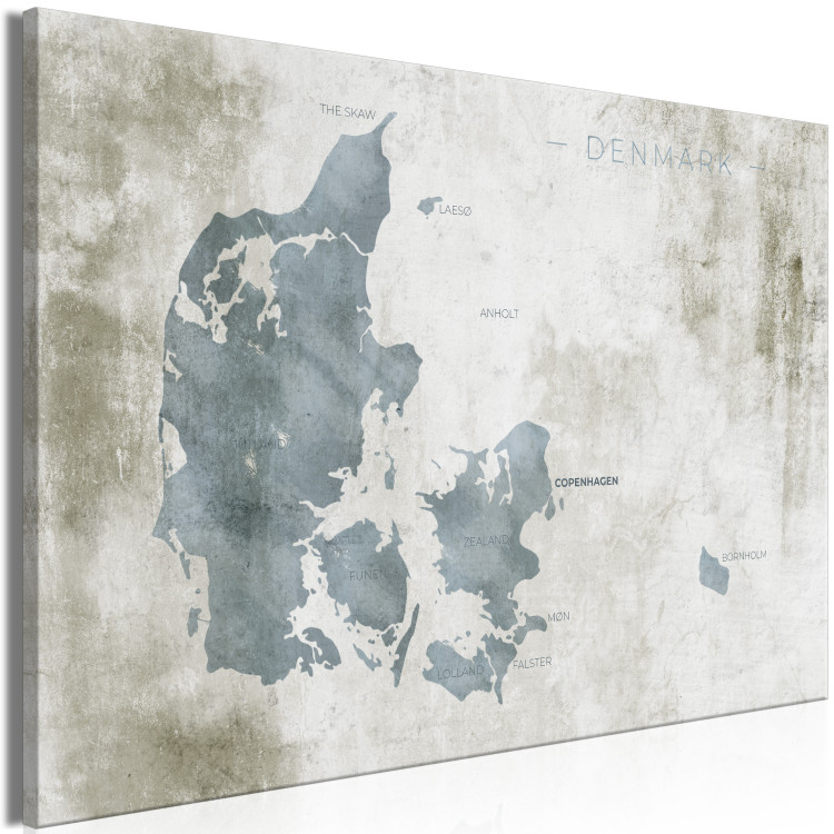 Canvas Blue Denmark - Contour Map of the Nordic State on a Gray Background 135170 additionalImage 2