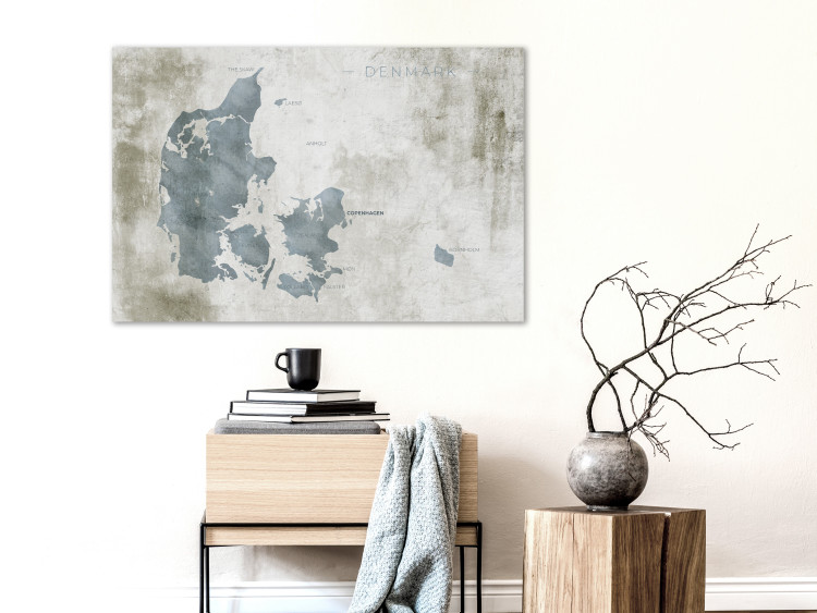 Canvas Blue Denmark - Contour Map of the Nordic State on a Gray Background 135170 additionalImage 3