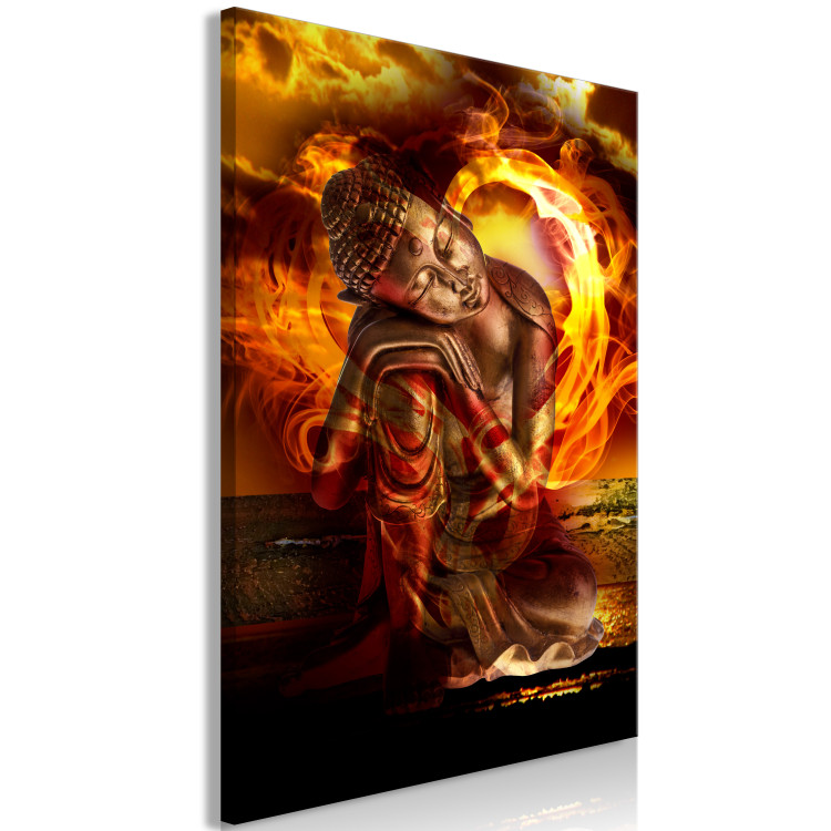 Canvas Sleeping statuette Buddha - Composition with fire in the background 135970 additionalImage 2