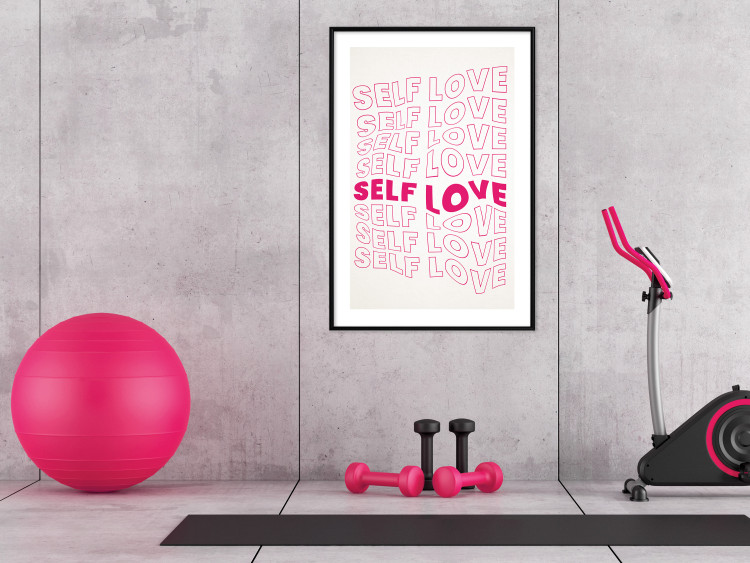 Wall Poster Love Mantra - pink English texts on a contrasting white background 138870 additionalImage 16