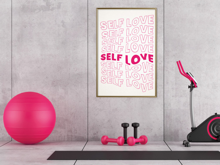 Wall Poster Love Mantra - pink English texts on a contrasting white background 138870 additionalImage 17