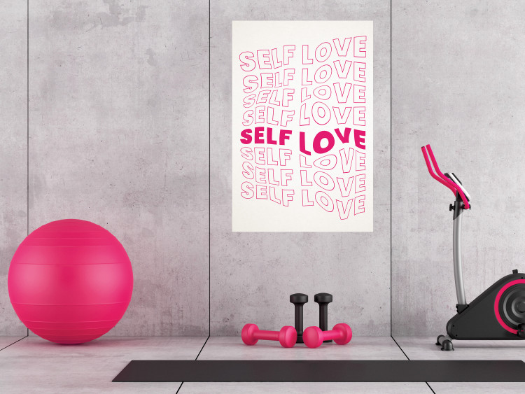 Wall Poster Love Mantra - pink English texts on a contrasting white background 138870 additionalImage 14