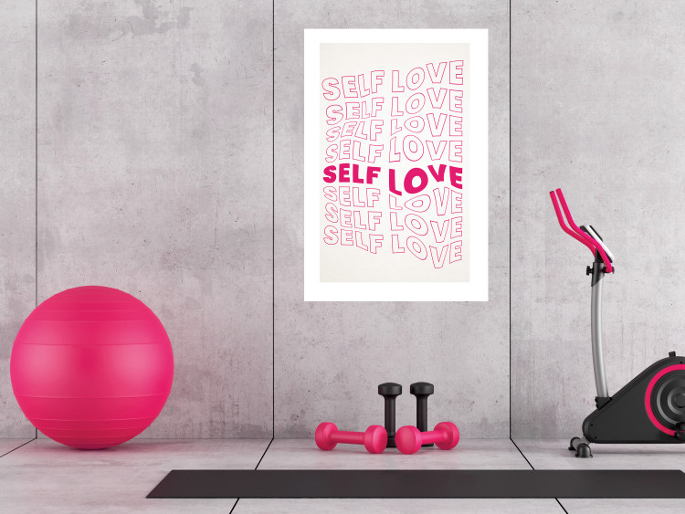 Wall Poster Love Mantra - pink English texts on a contrasting white background 138870 additionalImage 15