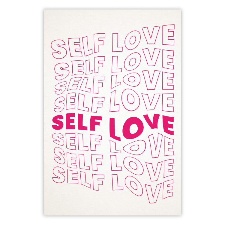 Wall Poster Love Mantra - pink English texts on a contrasting white background 138870
