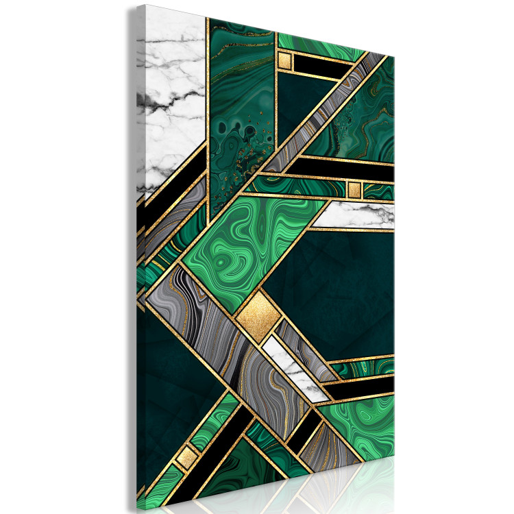 Canvas Print Green-Gold Geometry (1-piece) Vertical - abstraction with mosaic 142370 additionalImage 2
