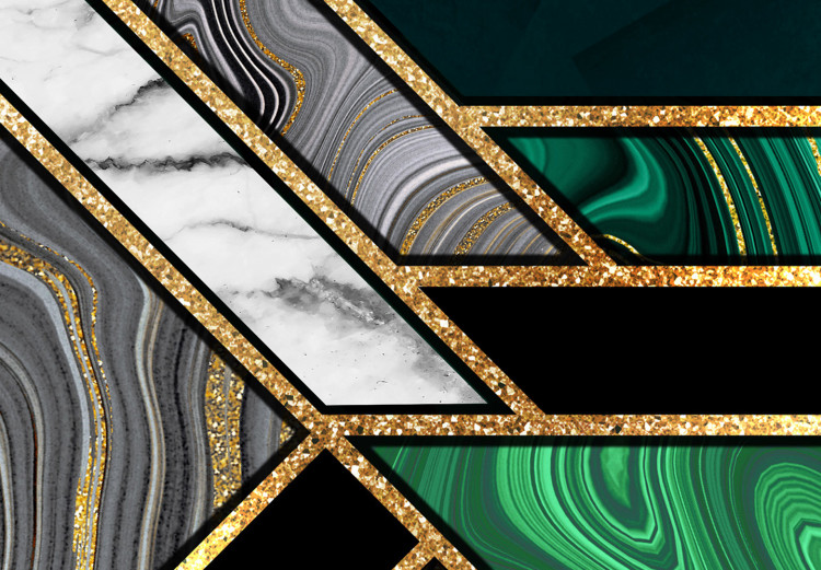 Canvas Print Green-Gold Geometry (1-piece) Vertical - abstraction with mosaic 142370 additionalImage 5