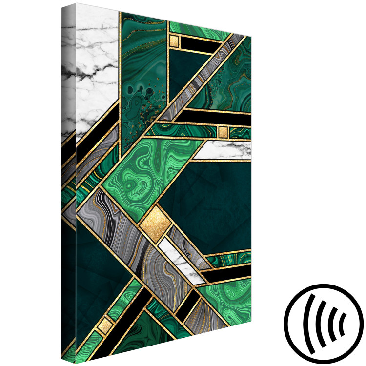 Canvas Print Green-Gold Geometry (1-piece) Vertical - abstraction with mosaic 142370 additionalImage 6