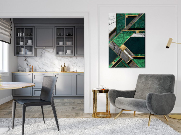 Canvas Print Green-Gold Geometry (1-piece) Vertical - abstraction with mosaic 142370 additionalImage 3