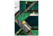 Canvas Print Green-Gold Geometry (1-piece) Vertical - abstraction with mosaic 142370