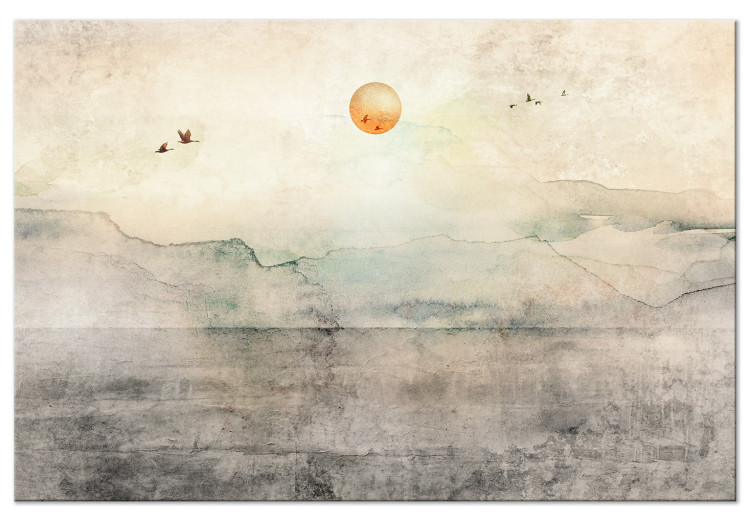 Canvas Silent Departure (1-piece) Wide - landscape overlooking mountains and sun 143570