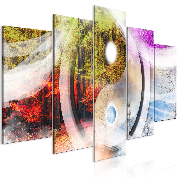 Canvas Four Seasons (5-piece) - landscape with trees in Zen style 145370 additionalImage 2