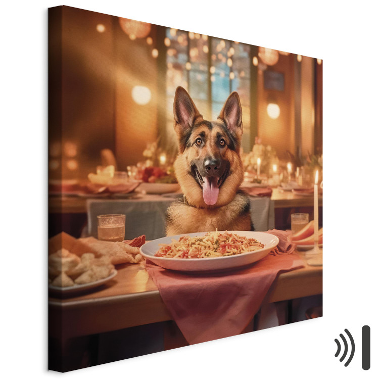 Canvas Art Print AI Dog German Shepherd - Animal at Dinner in Restaurant - Square 150270 additionalImage 8