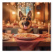 Canvas Art Print AI Dog German Shepherd - Animal at Dinner in Restaurant - Square 150270 additionalThumb 7