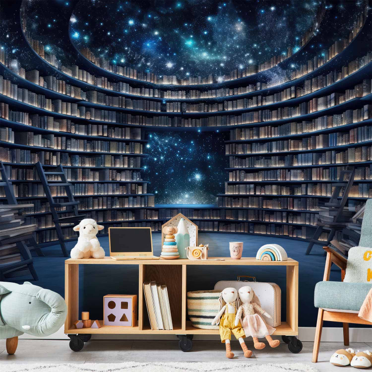 Wall Mural Books and Stars - A Library in Outer Space With a Starry Sky 150670