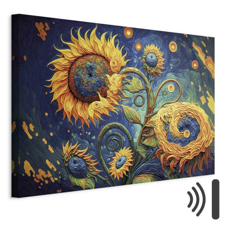 Canvas Print Sunflowers Against the Night Sky - Composition Generated by AI 151070 additionalImage 8