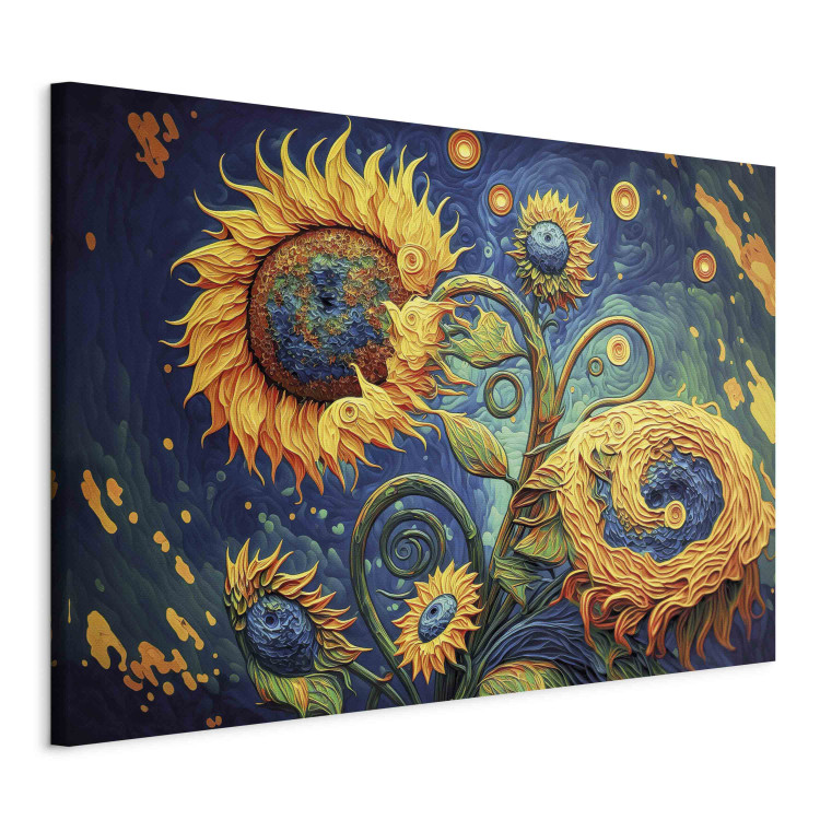 Canvas Print Sunflowers Against the Night Sky - Composition Generated by AI 151070 additionalImage 2