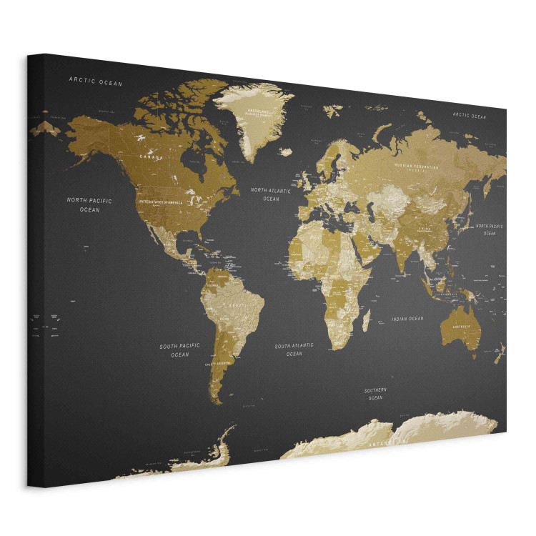 Large canvas print Brown Map - Political Division of the World Against the Background of the Black Ocean [Large Format] 151170 additionalImage 3