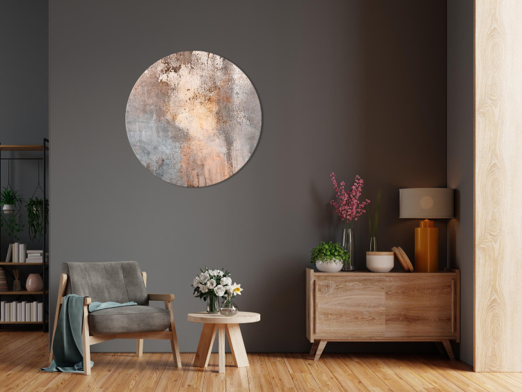 Round Canvas Abstract Structures - Rubbed Rust in Sepia and Gray Colors 151470 additionalImage 2