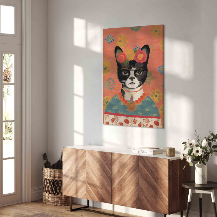 Canvas Animal Portrait - Cat With Flowers Inspired by Frida’s Image 152270 additionalImage 10
