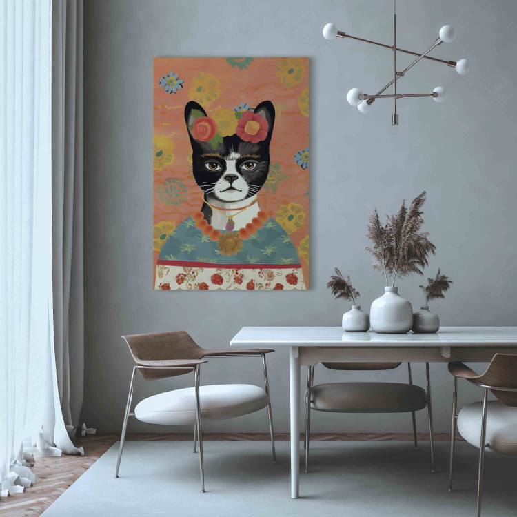 Canvas Animal Portrait - Cat With Flowers Inspired by Frida’s Image 152270 additionalImage 11