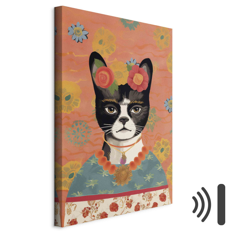 Canvas Animal Portrait - Cat With Flowers Inspired by Frida’s Image 152270 additionalImage 8