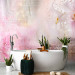 Wall Mural Lilies - abstract with motif of flowers in shades of pink and inscriptions 106580 additionalThumb 8