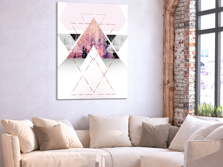 Canvas Art Print Gateway to Paradise (1-part) Vertical - Abstraction of Pink Triangles 107580 additionalImage 3