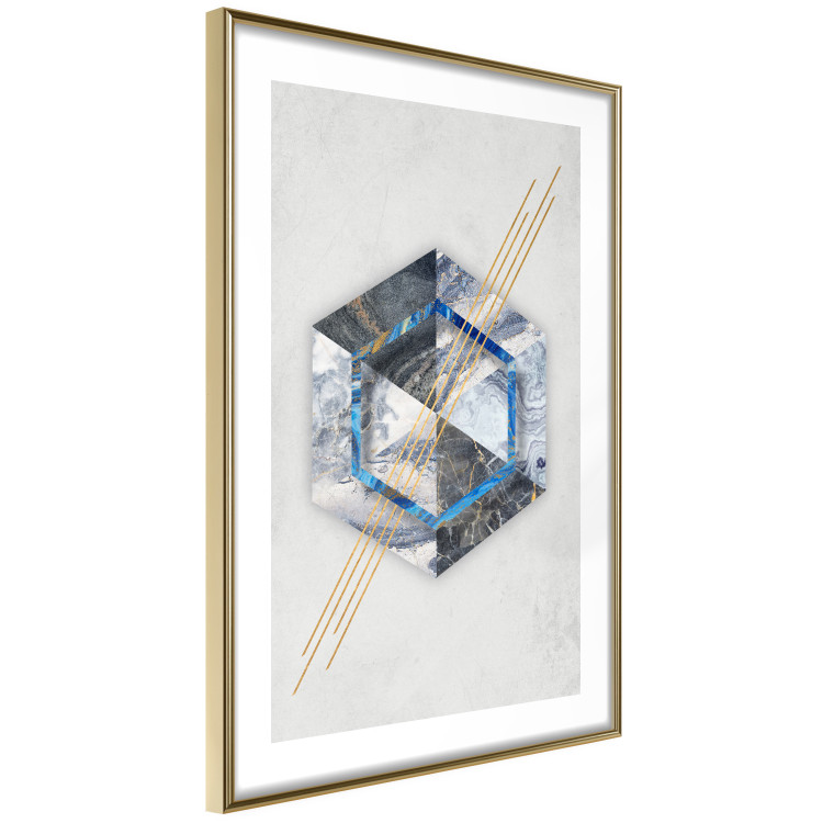 Wall Poster Hexagonal Eye - Geometric abstraction in silver with a touch of gold 114380 additionalImage 6