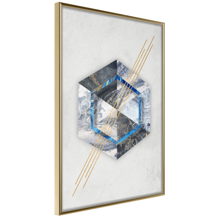 Wall Poster Hexagonal Eye - Geometric abstraction in silver with a touch of gold 114380 additionalImage 12