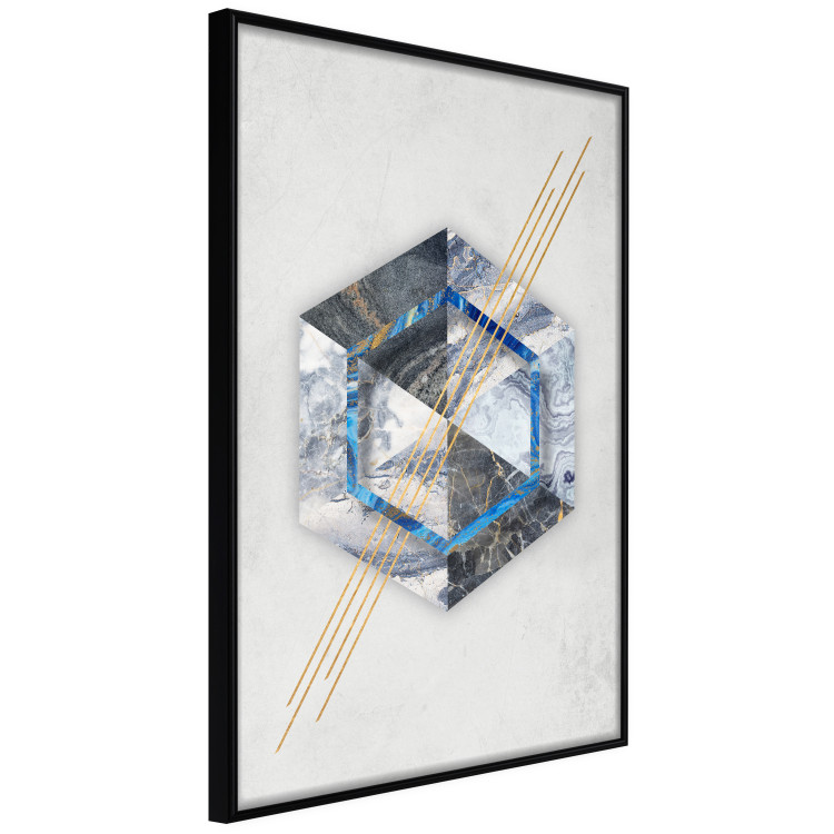 Wall Poster Hexagonal Eye - Geometric abstraction in silver with a touch of gold 114380 additionalImage 10