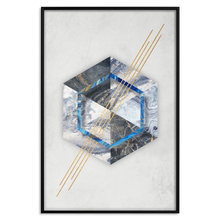 Wall Poster Hexagonal Eye - Geometric abstraction in silver with a touch of gold 114380 additionalImage 18