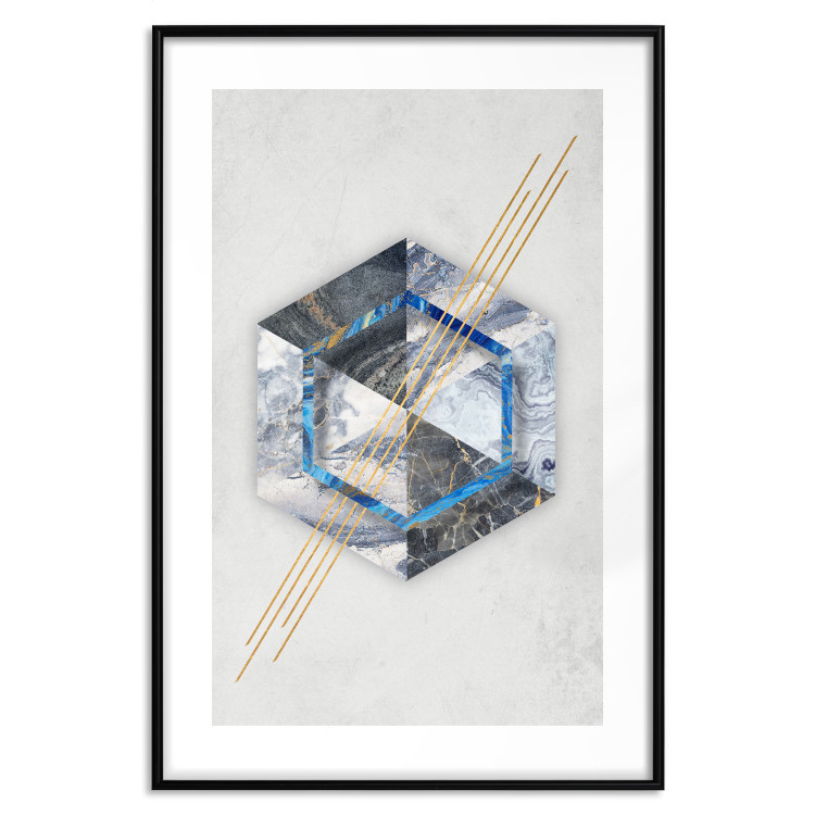 Wall Poster Hexagonal Eye - Geometric abstraction in silver with a touch of gold 114380 additionalImage 15