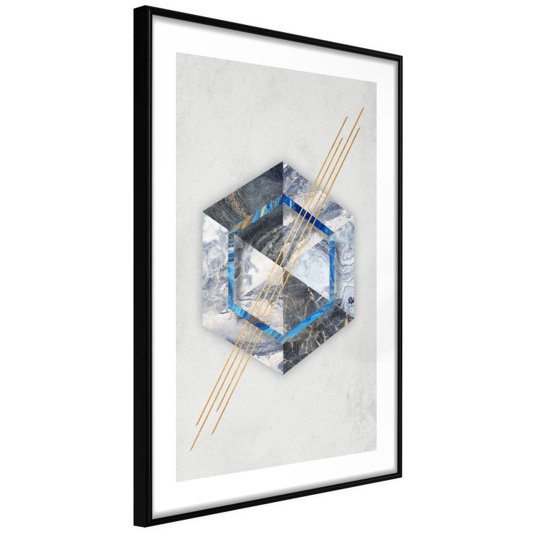 Wall Poster Hexagonal Eye - Geometric abstraction in silver with a touch of gold 114380 additionalImage 11