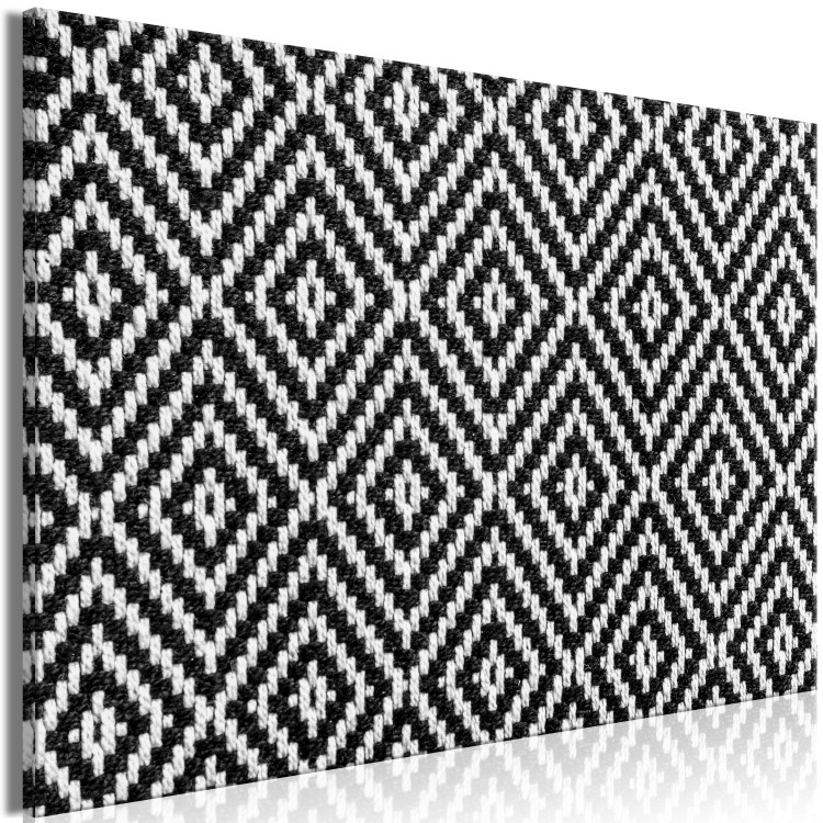 Canvas Print Weaves - Abstraction black and white depicting fancy pattern inspired by the weave fabric in the Scandinavian style 117180 additionalImage 2
